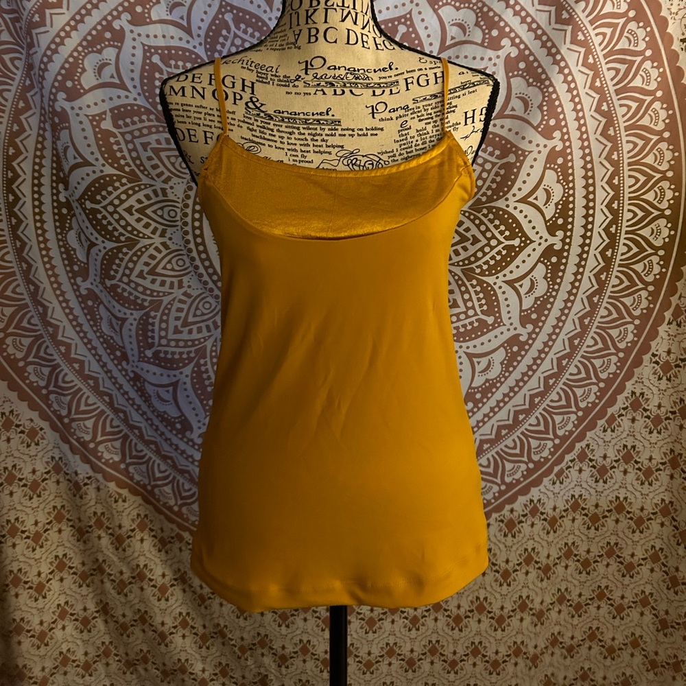 The Limited Mustard Yellow Satin Trim Adjustable Strap Cami - S
